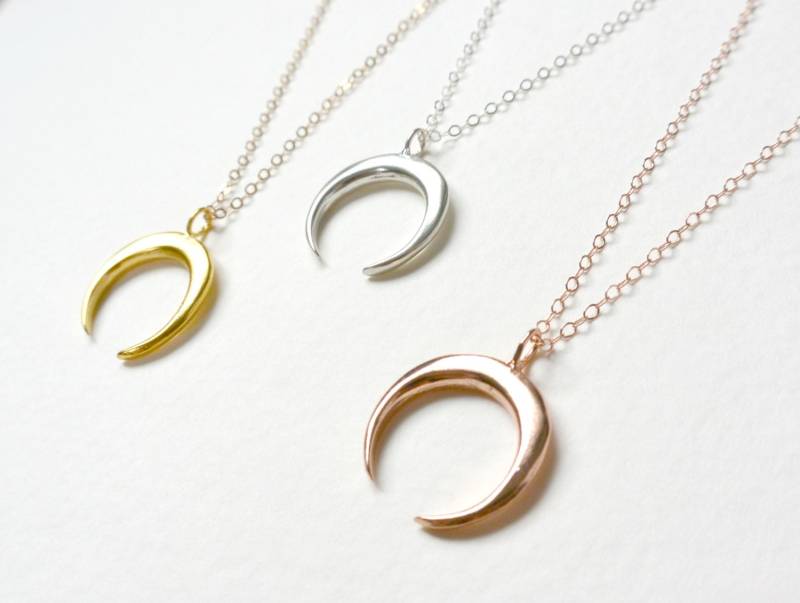 Doppelhorn Halskette, Gold Silber Rosegold Horn Layered Boho Mond Zierliche Cresent Schmuck von SilverLotusDesigns