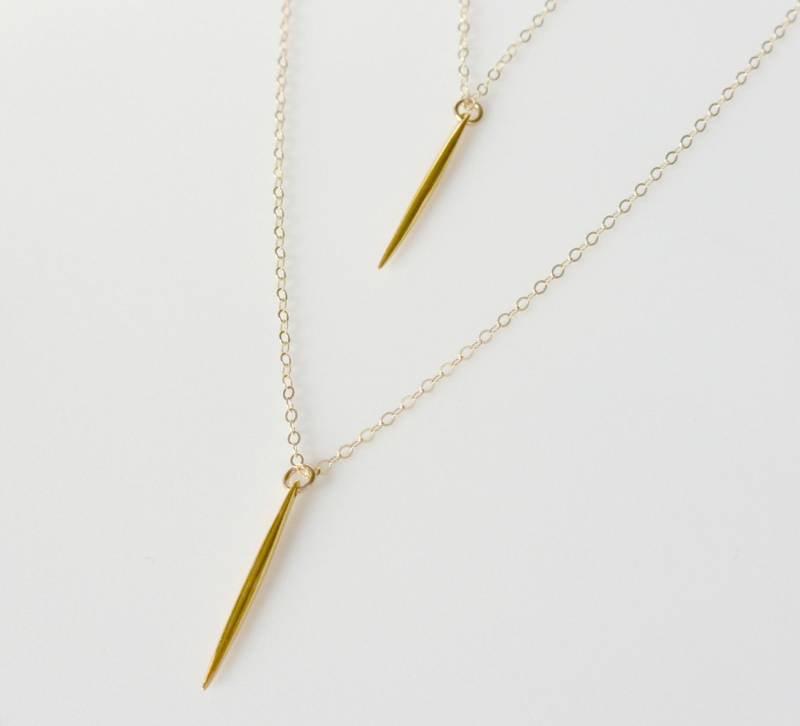 Nadel Halskette Set, Spike Halskette, Dolch Gold Layering Schmuck, Mini Layered Für Jeden Tag von SilverLotusDesigns