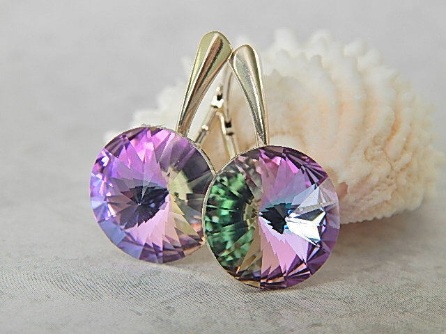 sterling Silber Ohrringe, Virtail Light Crystal Brisur Hochzeitsschmuck, Kristallohrringe sterling Silber Ohrringe, Virtail Light Crystal Brisur Hochzeitsschmuck, Kristallohrringe von SilverManiaStudio