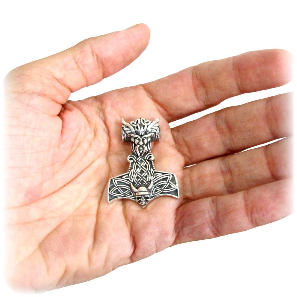 Thor Hammer Mjolnir Knotwork Viking Wikinger Odin Skull Norse Sterling Silver Pendant Thor Hammer Mjolnir Knotwork Viking Wikinger Odin Skull Norse Sterling Silver Pendant von SilverManiaUK