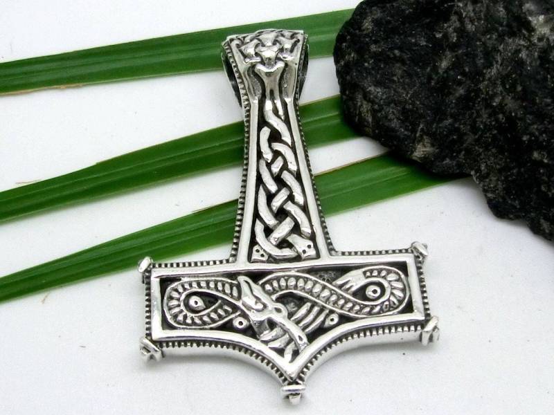 Thor Hammer Naga Dragon Mjolnir Knotwork Viking Wikinger Odin Norse Sterling Silver Pendant Thor Hammer Naga Dragon Mjolnir Knotwork Viking Wikinger Odin Norse Sterling Silver Pendant von SilverManiaUK