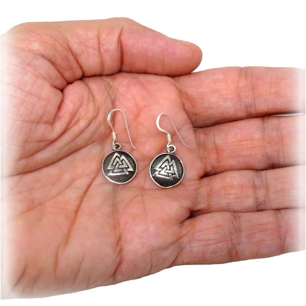 Valknut Odin Viking Norse Runes Runic Sterling Silver Dangle Earrings Set Valknut Odin Viking Norse Runes Runic Sterling Silver Dangle Earrings Set von SilverManiaUK