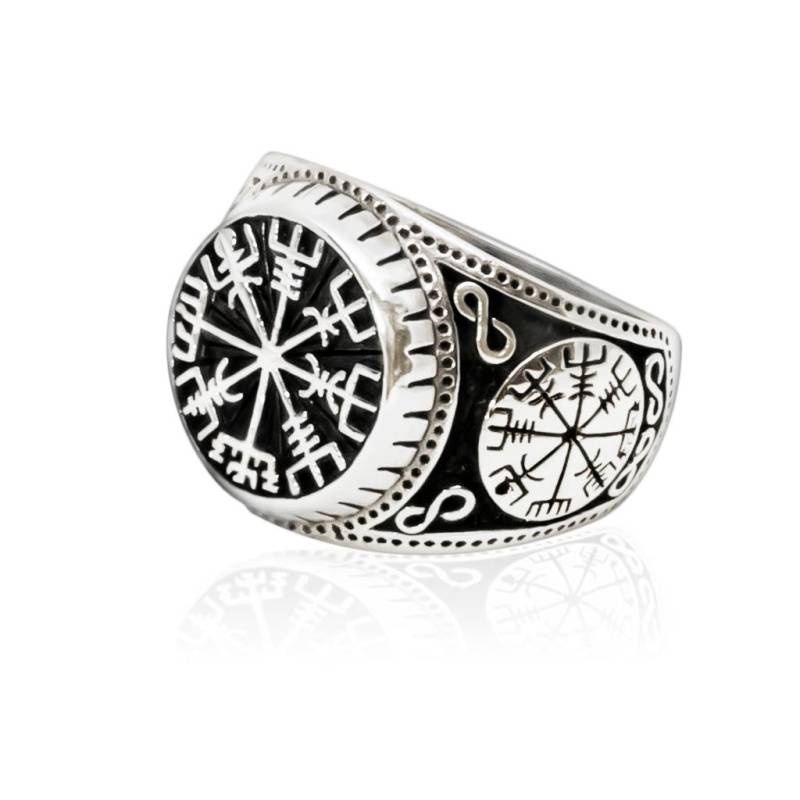 Vegvisir Viking Wikinger Aegishjalmur Magical Staves Compass Old Norse Sterling Silver Ring Vegvisir Viking Wikinger Aegishjalmur Magical Staves Compass Old Norse Sterling Silver Ring von SilverManiaUK