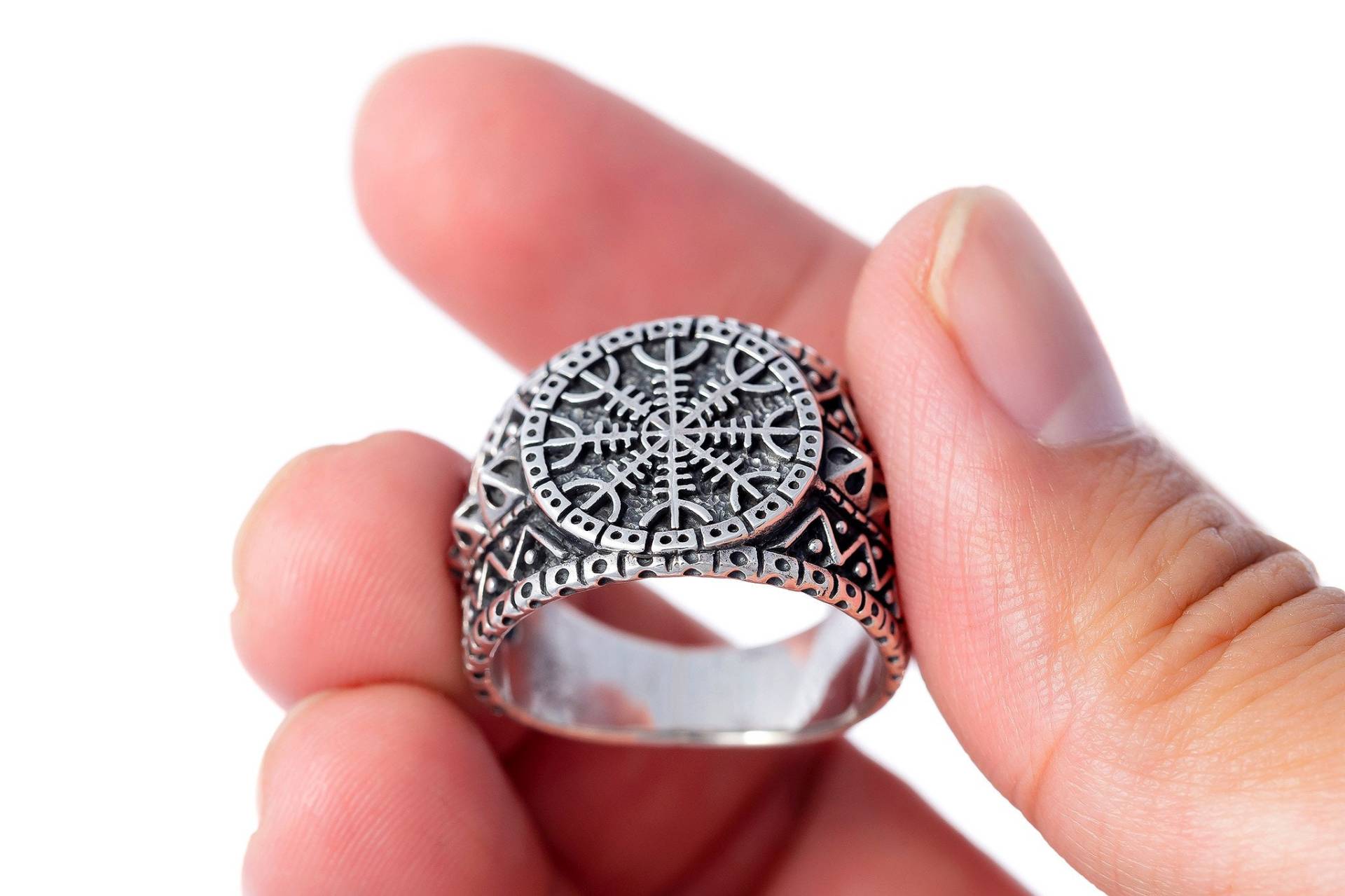 Viking Handcrafted Jewelry Helm Of Awe Aegishjalmur Oxidized Sterling Silver 925 Ring Viking Handcrafted Jewelry Helm Of Awe Aegishjalmur Oxidized Sterling Silver 925 Ring von SilverManiaUK