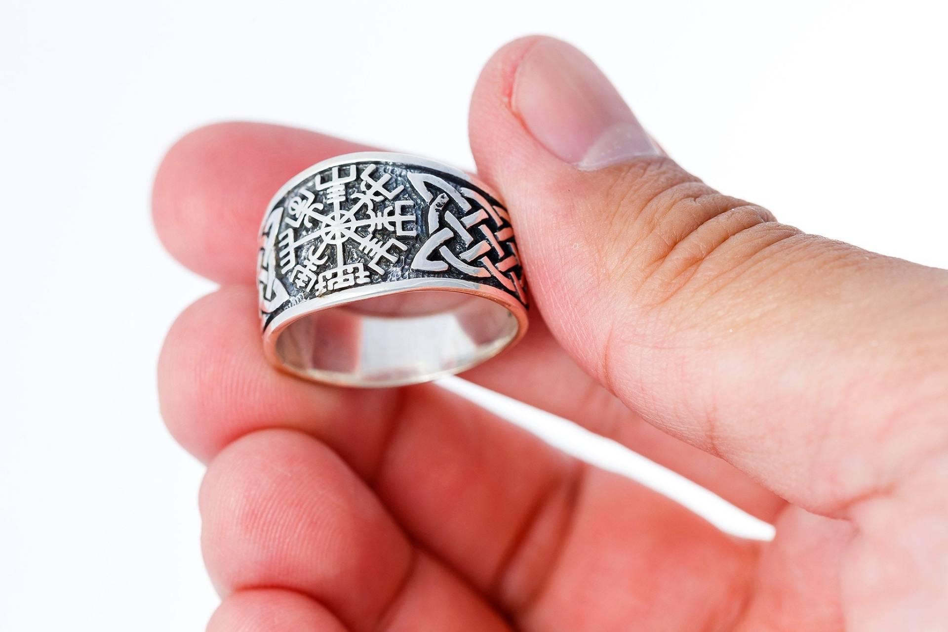 Viking Vegvisir Compass Knotwork Jewellery Wikinger Sterling Silver 925 Ring Viking Vegvisir Compass Knotwork Jewellery Wikinger Sterling Silver 925 Ring von SilverManiaUK