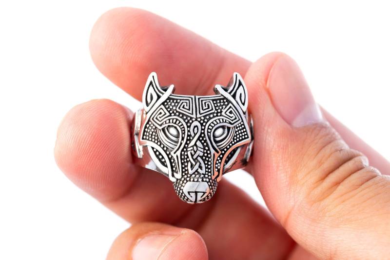 Viking Wolf Fenrir Head Norse Celtic Pagan Jewelry Sterling Silver 925 Ring Viking Wolf Fenrir Head Norse Celtic Pagan Jewelry Sterling Silver 925 Ring von SilverManiaUK