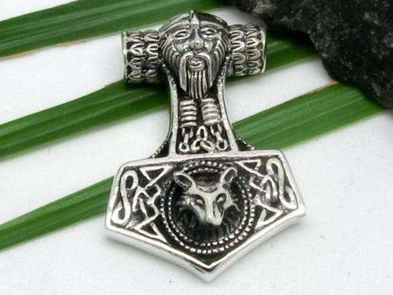 Viking Wolf Thor Hammer Mjölnir Mjolnir Wikinger Norse Sterling Silver Charm Pendant Viking Wolf Thor Hammer Mjölnir Mjolnir Wikinger Norse Sterling Silver Charm Pendant von SilverManiaUK