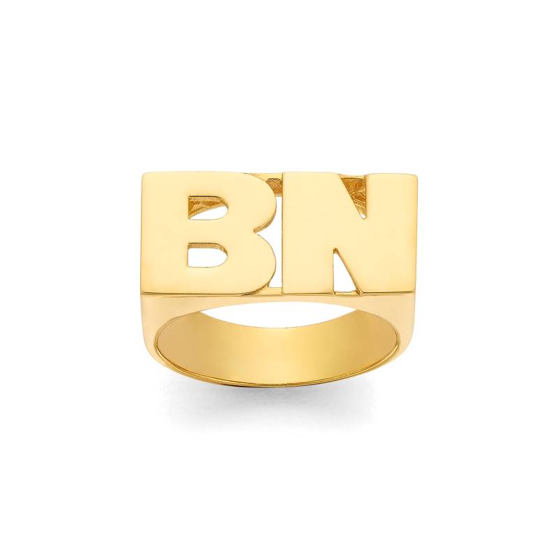 10 Mm | Lee136 Zwei Initialen Ring | Gold 10K Oder 14K Feiner Schmuck von SilverNStyle
