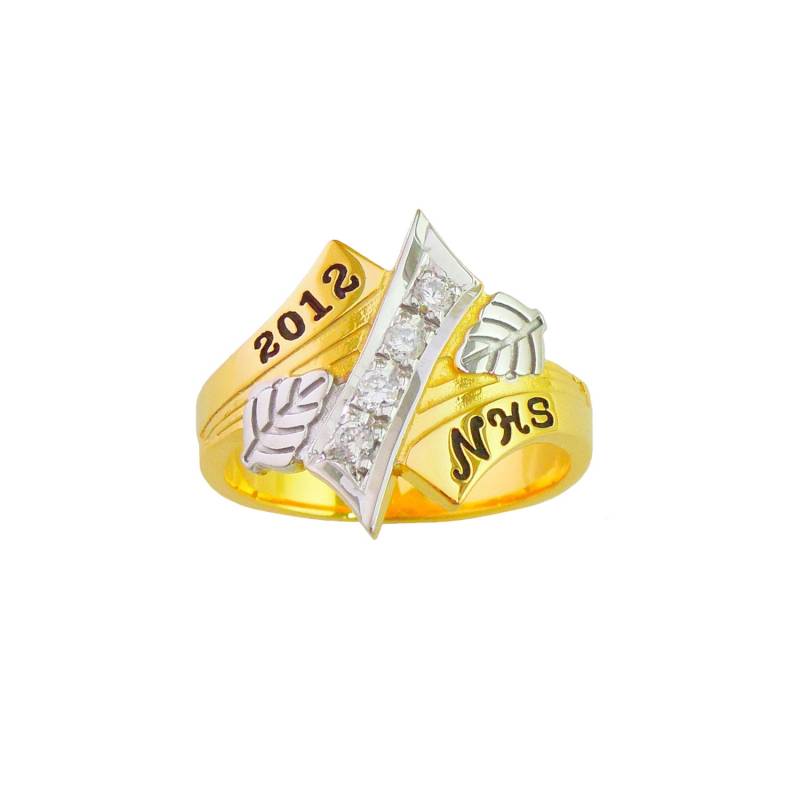 Gold 16mm Modern Leaf Design Class Ring | Artikel Class32 von SilverNStyle