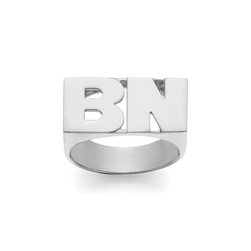 Personalisierter Silberfarbener Namensring | Massives Sterling Silber Feiner Schmuck Einfacher Ring Mit Zwei Initialen | Artikel Sns136 von SilverNStyle