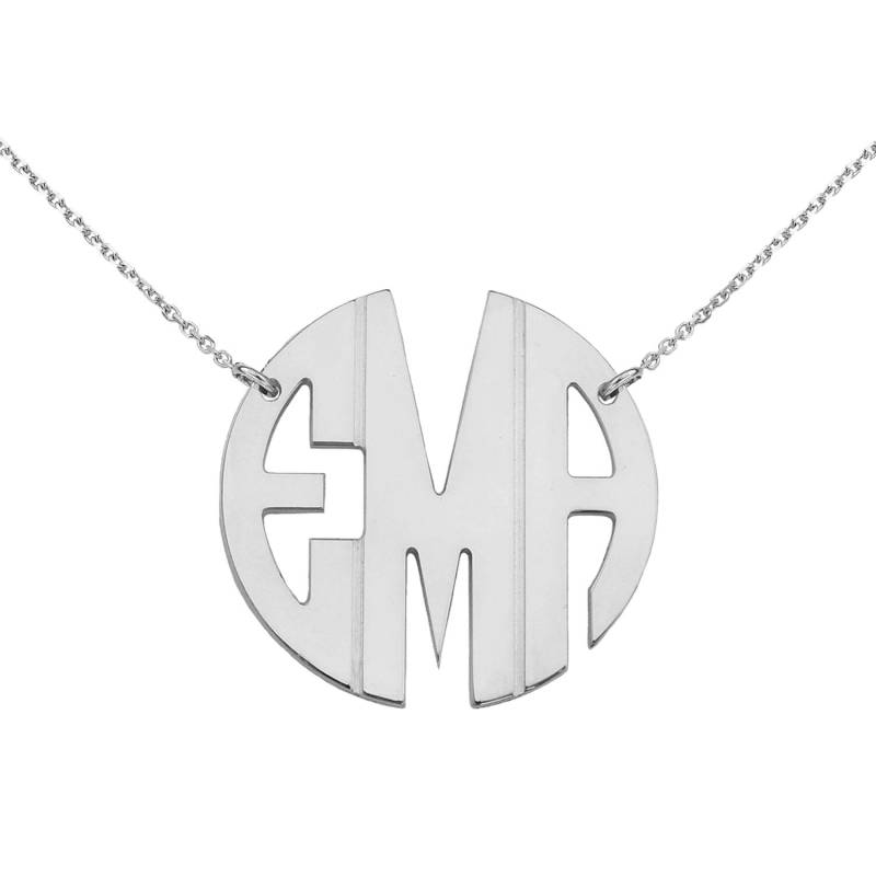 Silber Block Brief Monogramm Halskette | Artikel Monob von SilverNStyle