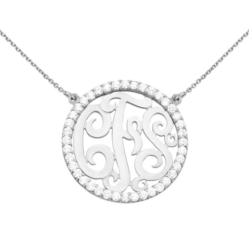 Silber Monogramm Halskette Mit Cz | Artikel Monocz von SilverNStyle