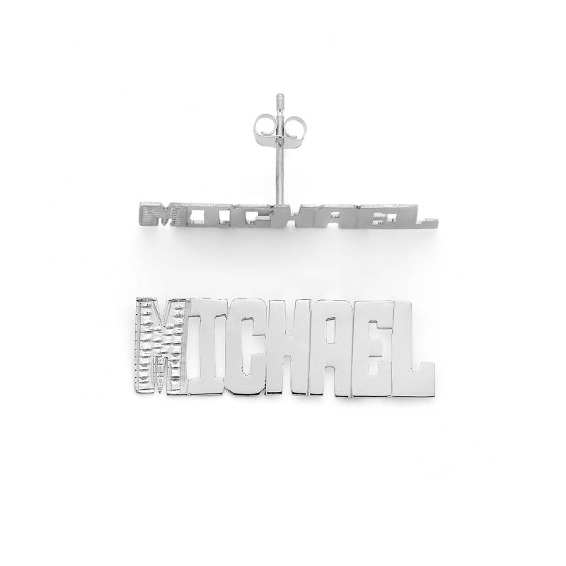 Sns807 Sterling Silber 1" Größe Klassisch Moderne Zweifarbige Blockbuchstaben-Namensohrringe von SilverNStyle