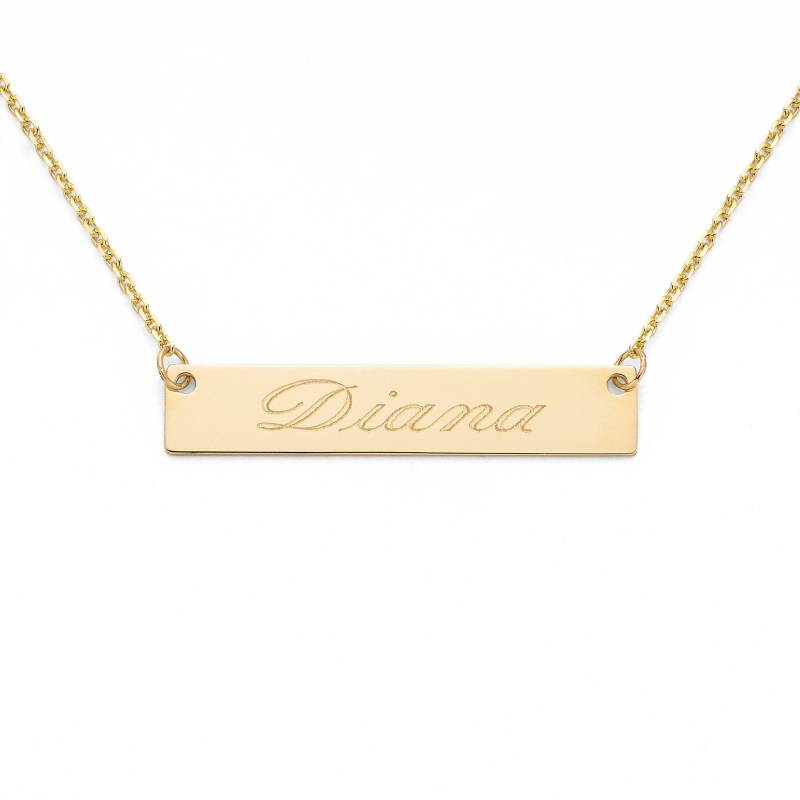 Solid Gold Bar Halskette | Horizontale Feiner Schmuck Silberkette Mit Gravur | Artikelnummer Lee456 von SilverNStyle