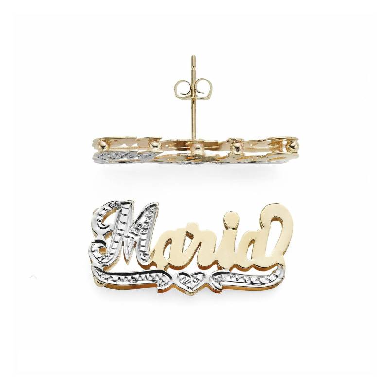 Solid Gold Ohrringe | 10K Oder 14K Gelb - Weißgold 1" | 25 Mm Doppelt Beschichtet Zweifarbig | Artikel Lee821 von SilverNStyle