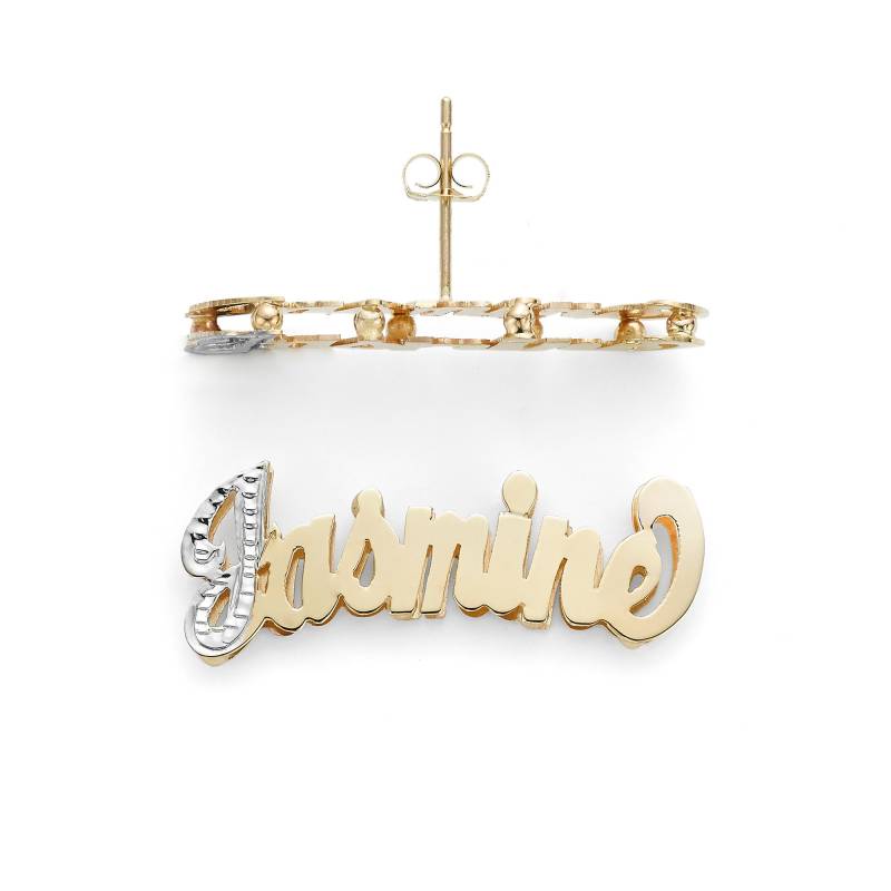 Solid Gold Ohrringe | 10K Oder 14K Gelb - Weißgold 1.125" | 29mm Biegung Abwärts Doppelt Versilbert | Artikel-Nr. Lee820 von SilverNStyle