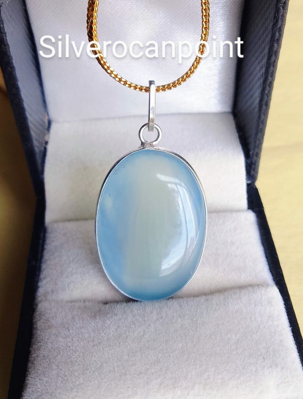 Blaue Onyx Edelsteine Halskette 925 Sterling Silber Boho Hippie Schmuck Jahrestag Anhänger Geschenk Für Ihre Frauen Handgefertigter Sie von SilverOceanPoint