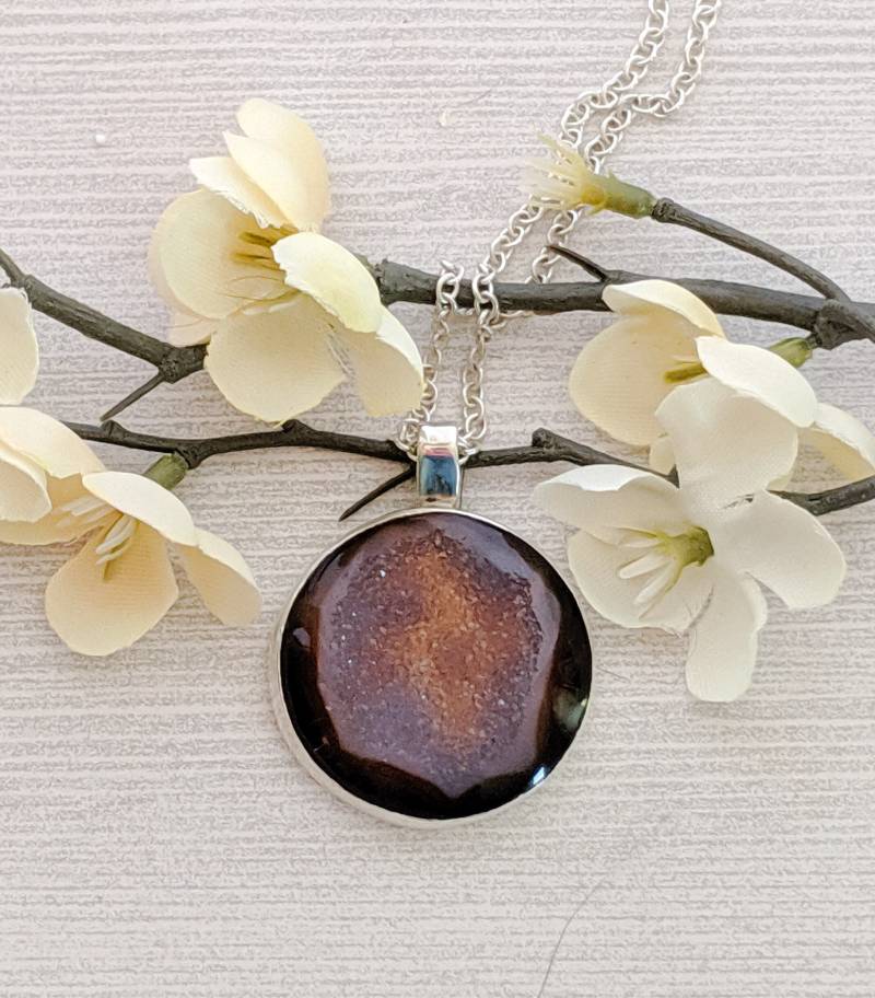 Inner Glow Ii Anhänger - Druzy Sterling Silber Handgemachter Schmuck Pfau Schmuck von SilverPeacockStudio