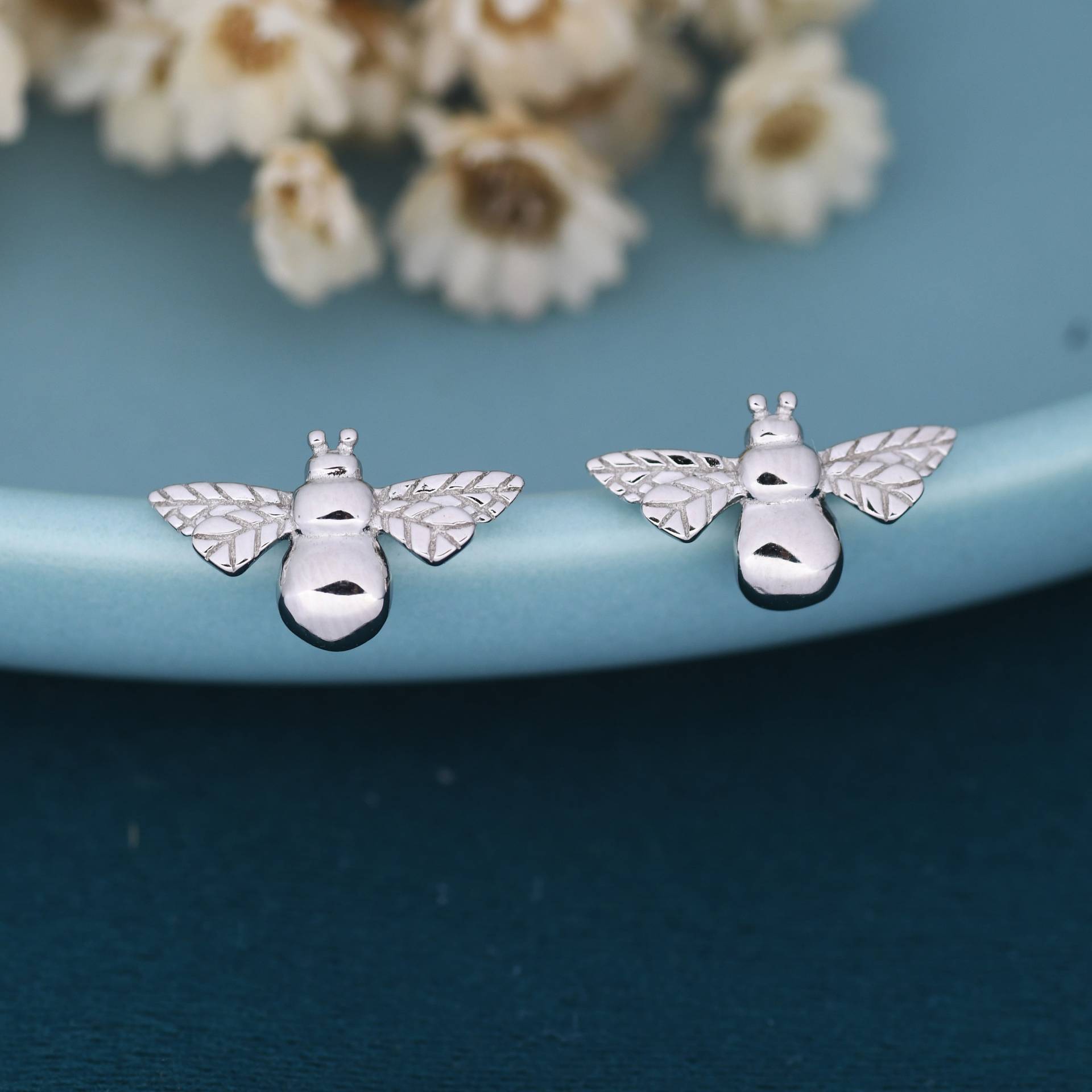 Bumble Bee Ohrstecker in Sterling Silber, Gold Oder Rose Gold, Ohrringe, Natur Inspiriert von SilverRainSilver