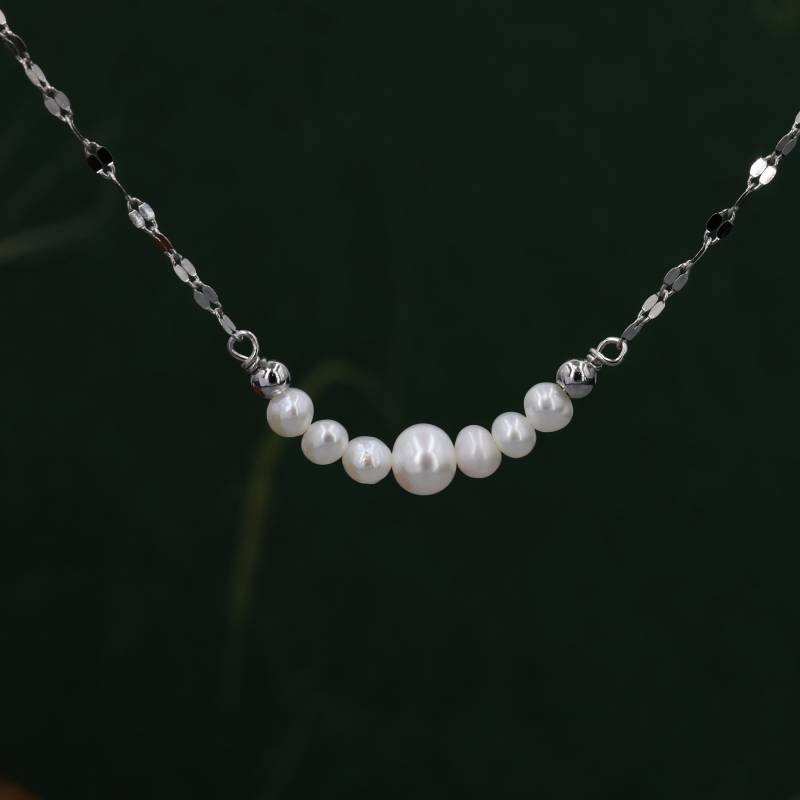 Echte Pearl Bar Halskette in Sterling Silber, Silber Oder Gold, Echte Süßwasserperlen, Perlenkette von SilverRainSilver
