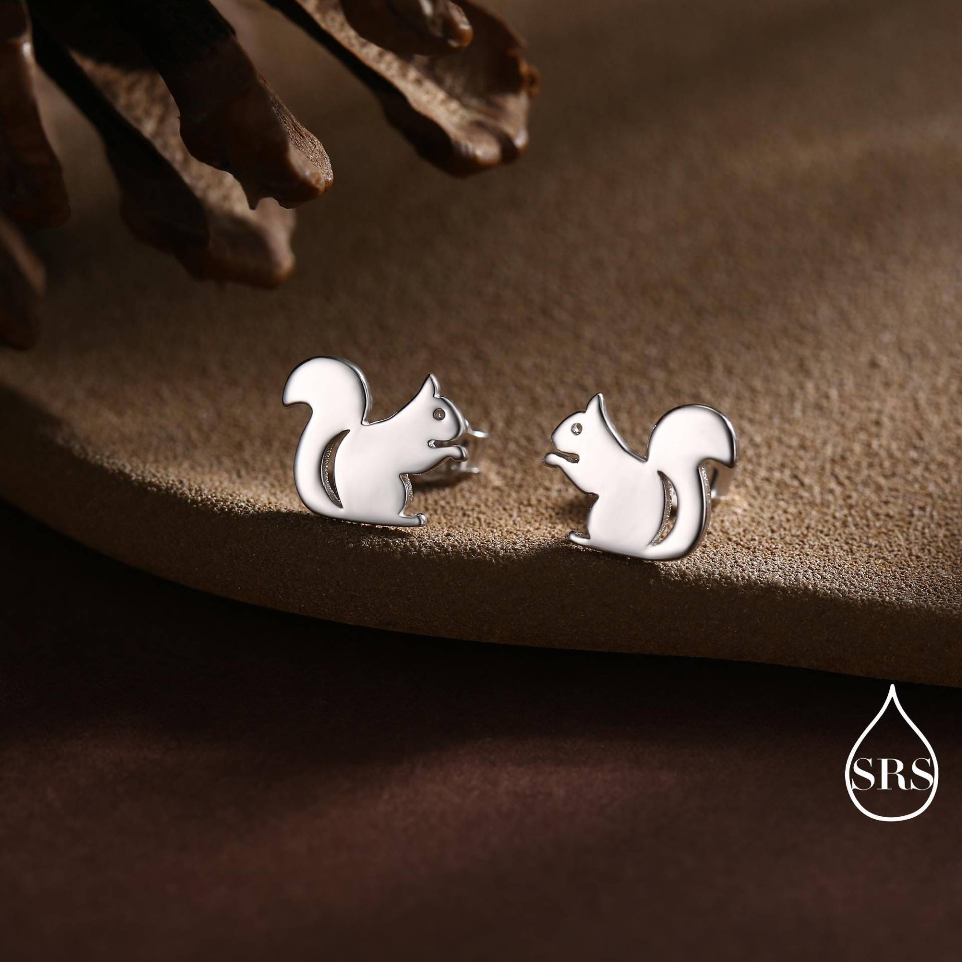 Eichhörnchen Ohrstecker in Sterling Silber, Netter Spaß Schrulligen, Geschenk Für Sie, Tierliebhaber, Natur Inspiriert von SilverRainSilver