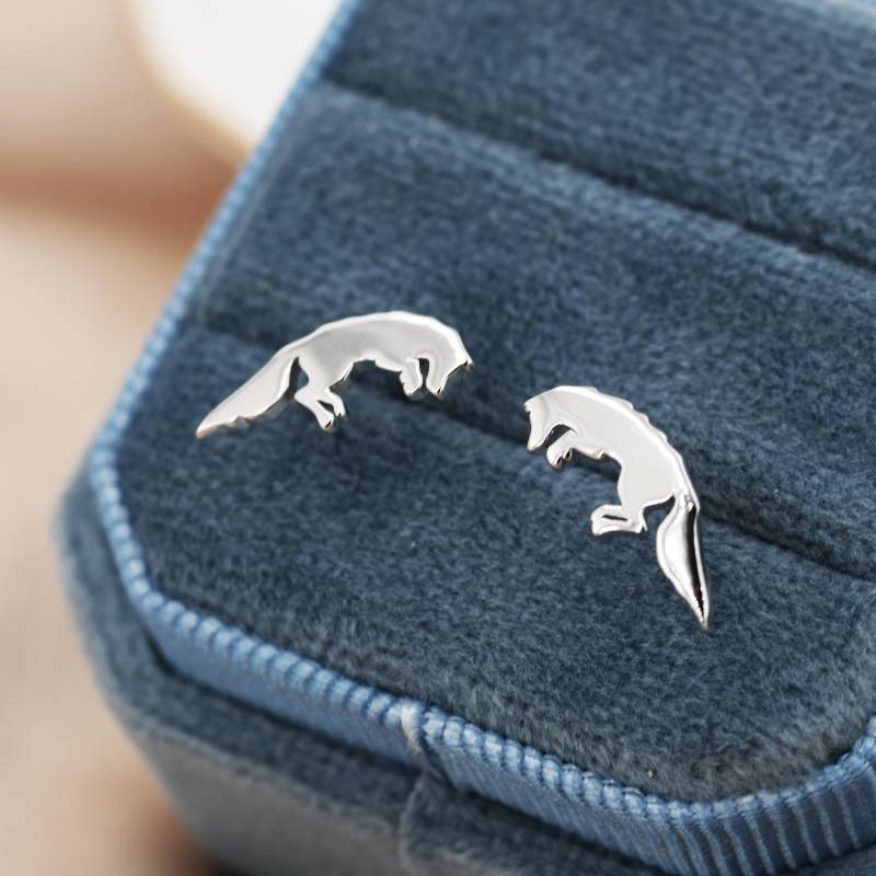 Springende Fuchs Ohrstecker in Sterling Silber, Springende Ohrringe, Natur Inspirierte Tier Ohrringe von SilverRainSilver