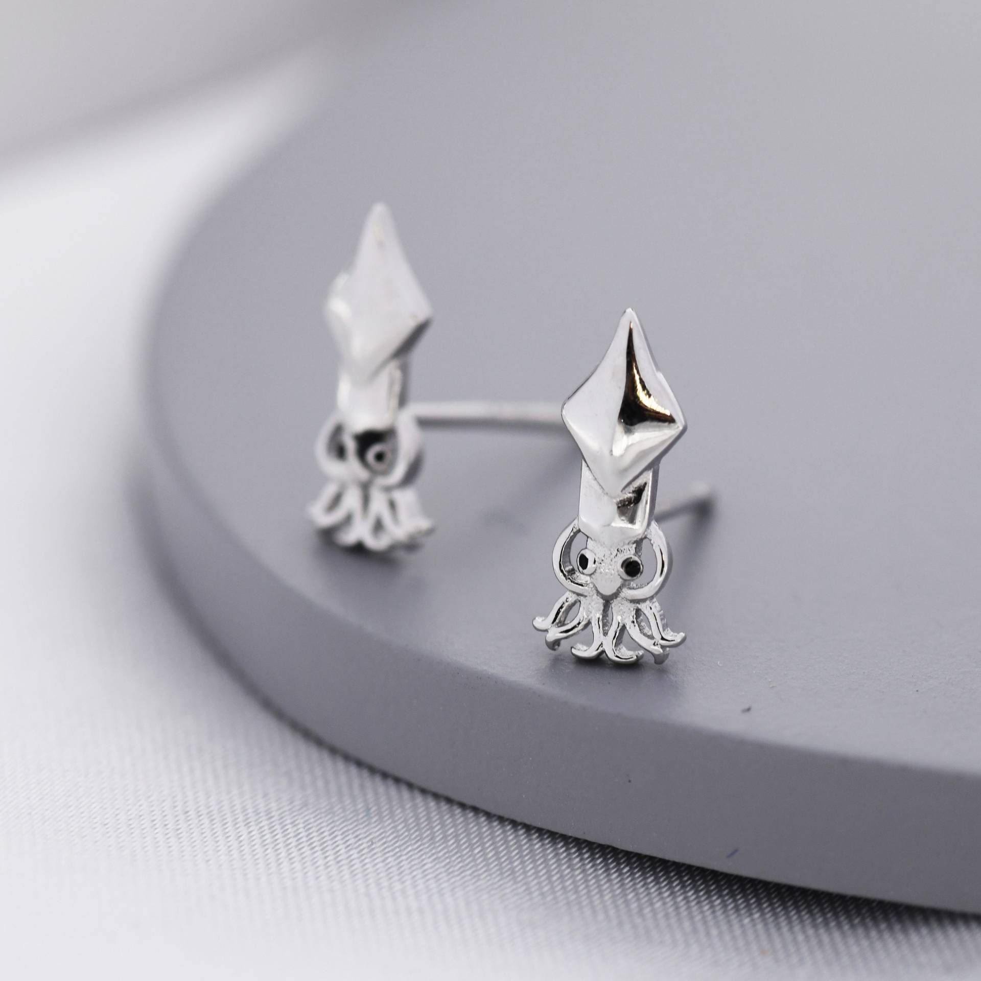 Tintenfisch Ohrstecker in Sterling Silber, Fisch Ohrringe, Natur Inspirierte Tier Ozean von SilverRainSilver