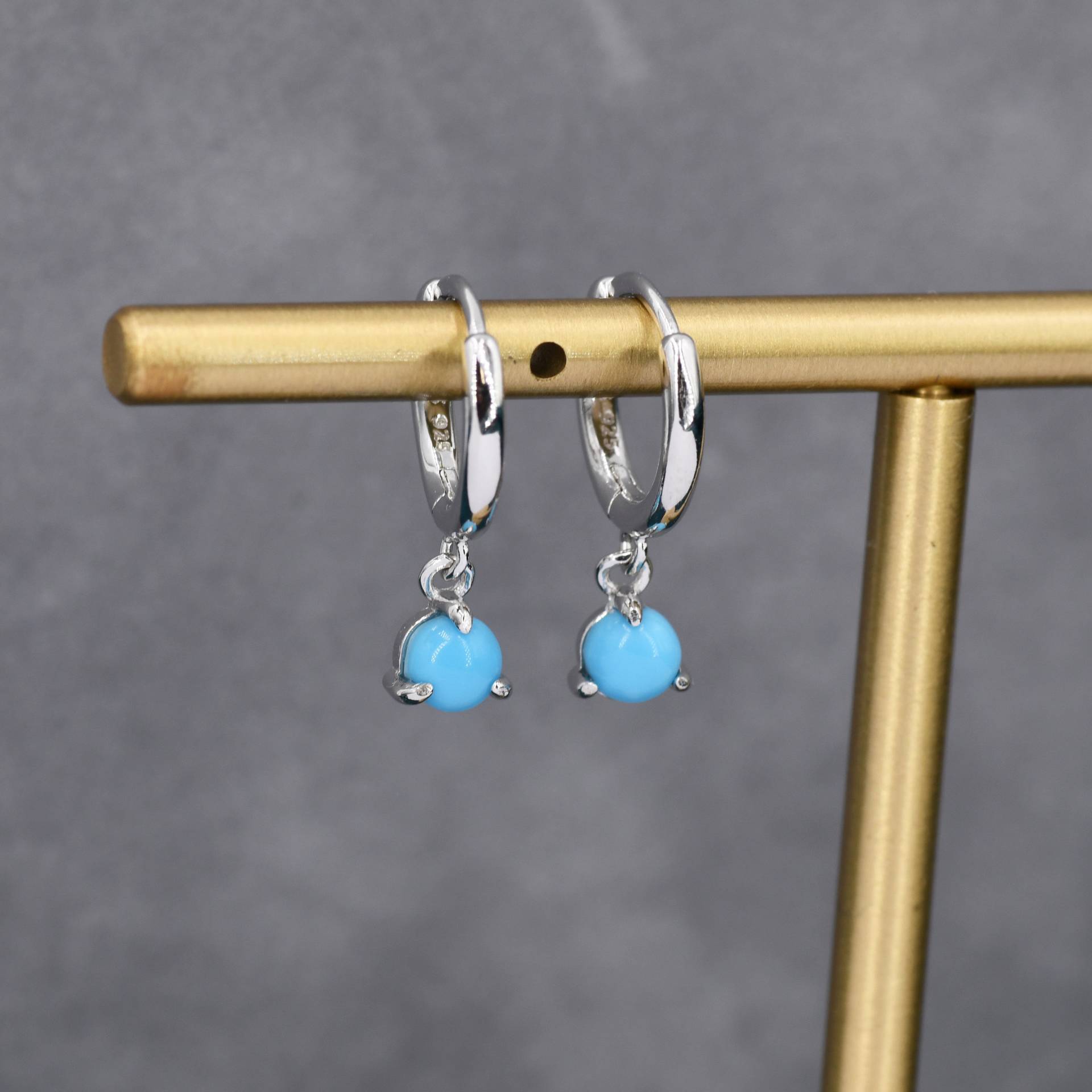 sterling Silber 4 Mm Blau Türkis Creolen, Münze Baumeln Hoop Ohrringe, Oder Gold sterling Silber 4 Mm Blau Türkis Creolen, Münze Baumeln Hoop Ohrringe, Oder Gold von SilverRainSilver