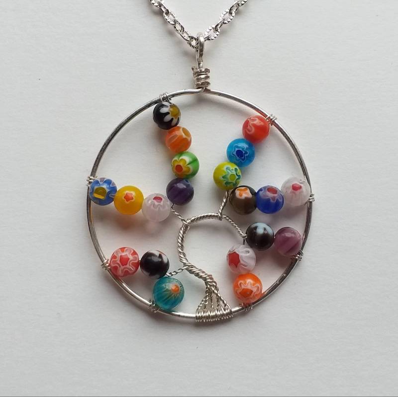 Millefiori Baum Des Lebens Anhänger in Roségold Oder Versilbertem Draht Erhältlich Millefiori Baum Des Lebens Anhänger in Roségold Oder Versilbertem Draht Erhältlich von SilverRiverGems
