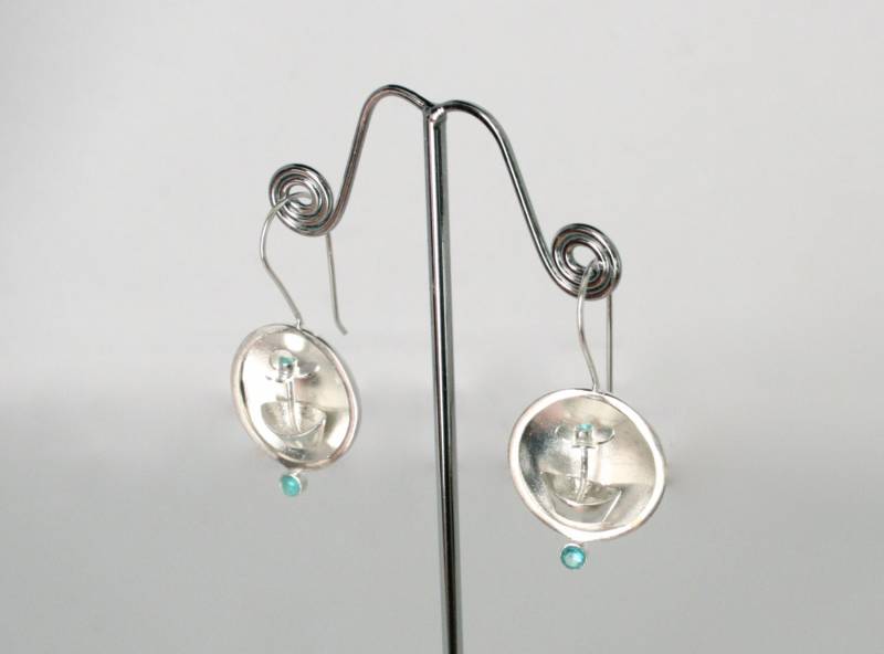 Moderne Sterling Silber 3-Dimendsional Entworfen "Blumenboot' Ohrringe. Feine Einzigartige Ohrringe Moderne Sterling Silber 3-Dimendsional Entworfen "Blumenboot' Ohrringe. Feine Einzigartige Ohrringe von SilverSandJewelry