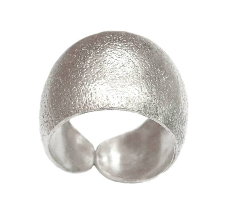 Sterling Silber Abgerundetes Breites Bandring, Handgemachter Strukturierter Halb Glänzender Konvexer Verstellbarer Manschettenring, Auch Als von SilverShapes