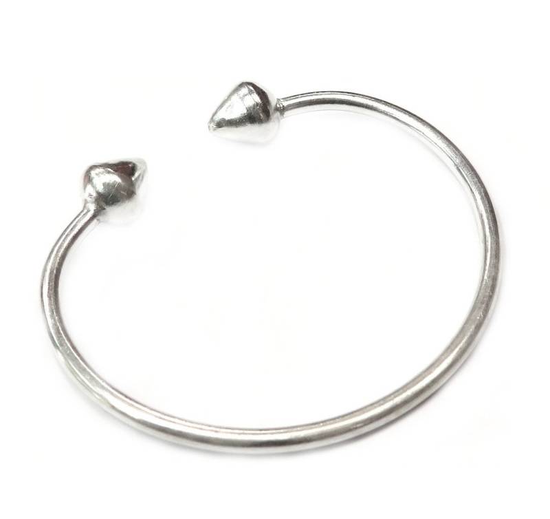 sterling Silber Spikes Manschette Armband, Handgefertigter Verstellbarer Solider Dicker Abgerundeter Armreif Mit Konusenden Für Männer Oder Frauen von SilverShapes