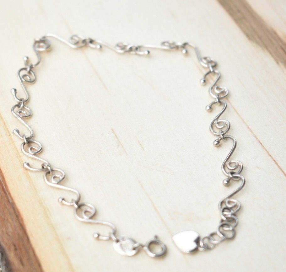 Silbe Sterling Silver Herzcharakter Ankle Armband Silbe Sterling Silver Herzcharakter Ankle Armband von SilverSistersSilpada