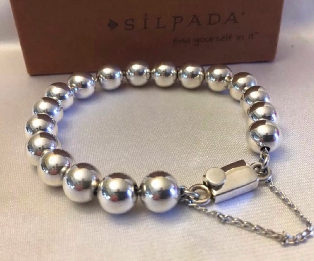 Silpada 925 Sterling Silber 10mm Kugel Bead Armband Box Verschluss Sicherheitskette B0471 Silpada 925 Sterling Silber 10mm Kugel Bead Armband Box Verschluss Sicherheitskette B0471 von SilverSistersSilpada