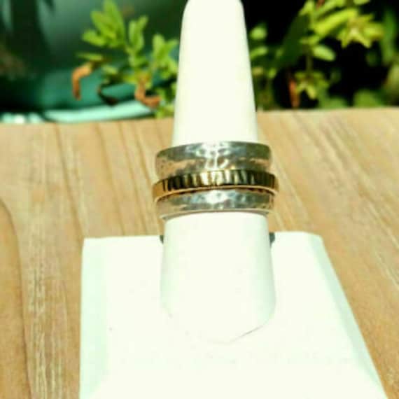 Silpada 925 Sterling Silber 14K Vergoldet Spinner Manschette Ring Größe 8 R1476 von SilverSistersSilpada