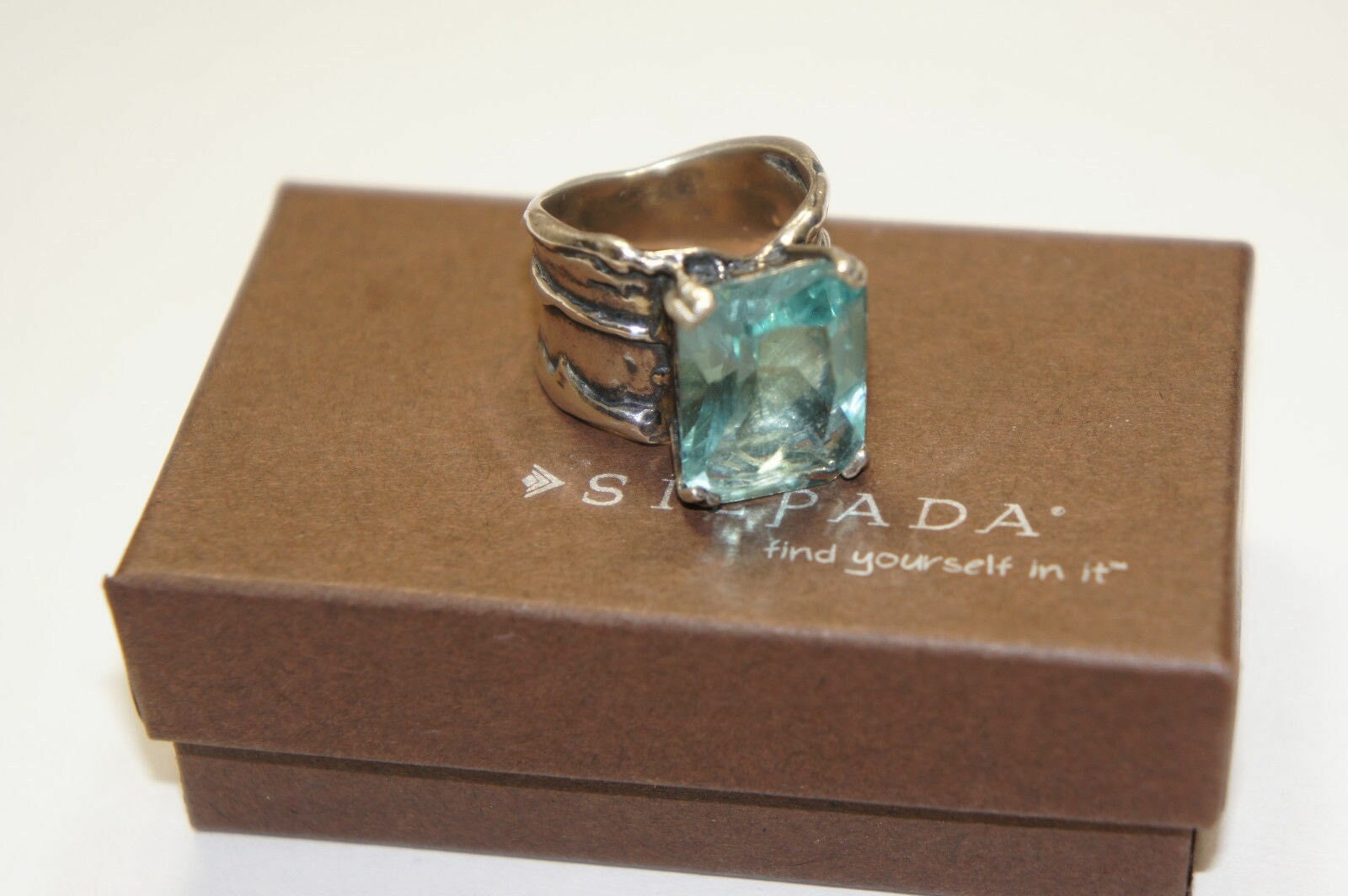 Silpada 925 Sterling Silber Aqua Blau Glas Statement Ring Größe 7 R1608 von SilverSistersSilpada