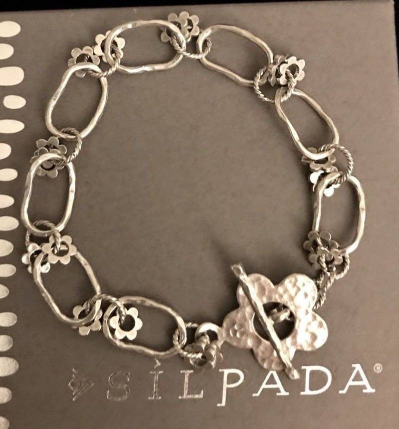 Silpada 925 Sterling Silber Blume Link Knebel Gehämmert Strukturierte Armband von SilverSistersSilpada