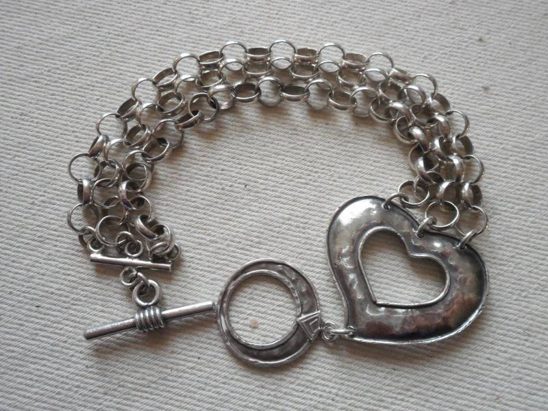 Silpada 925 Sterling Silber Rolo Link Herz Knebelverschluss Armband B1510 von SilverSistersSilpada