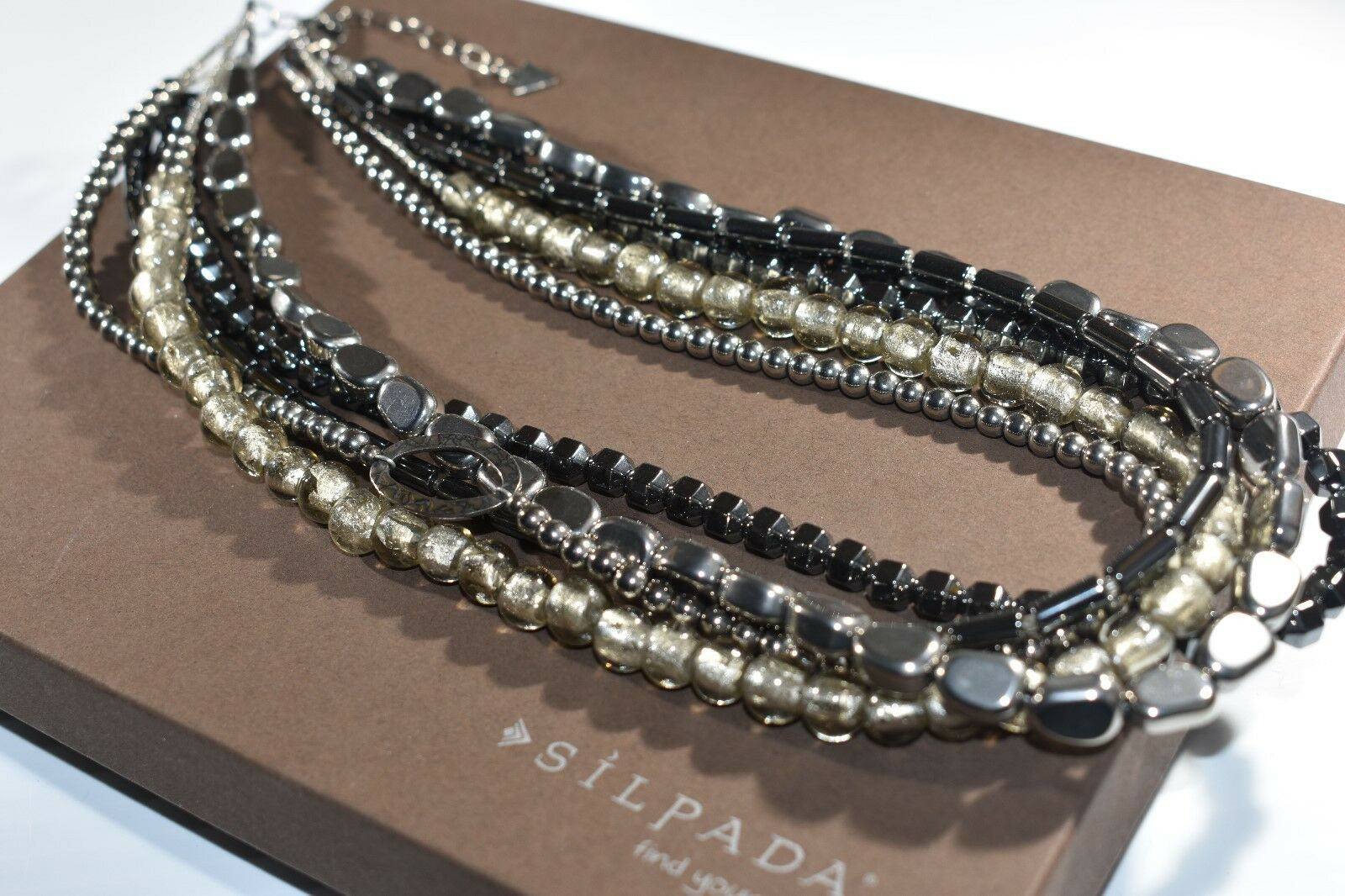 Silpada Hagelstein Multi Material Stränge Hämatit Foiled Glas 925 Sterling Silber Halskette Beliebte Stück von SilverSistersSilpada
