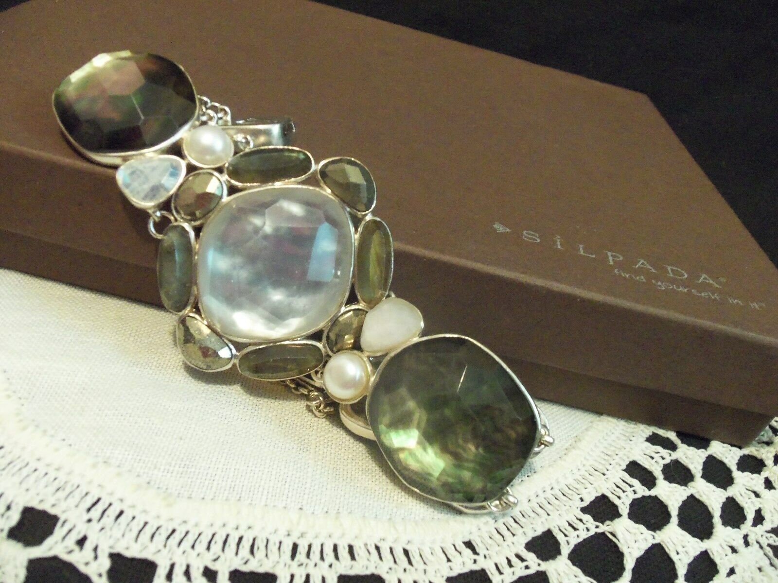 Silpada Jasmin Sterling Silber Labradorit Mondstein Perlmutt Armband von SilverSistersSilpada