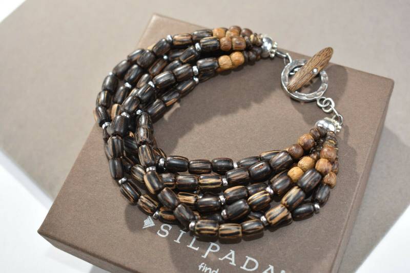 Silpada Knebelarmband Aus 925Er Sterling Silber Mit Braunem Palmenholz von SilverSistersSilpada