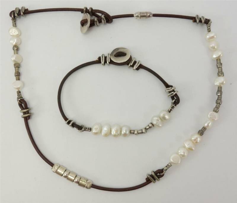 Silpada Set 925 Sterling Silber Perle Lederkette Und Armband Ausgeschieden von SilverSistersSilpada