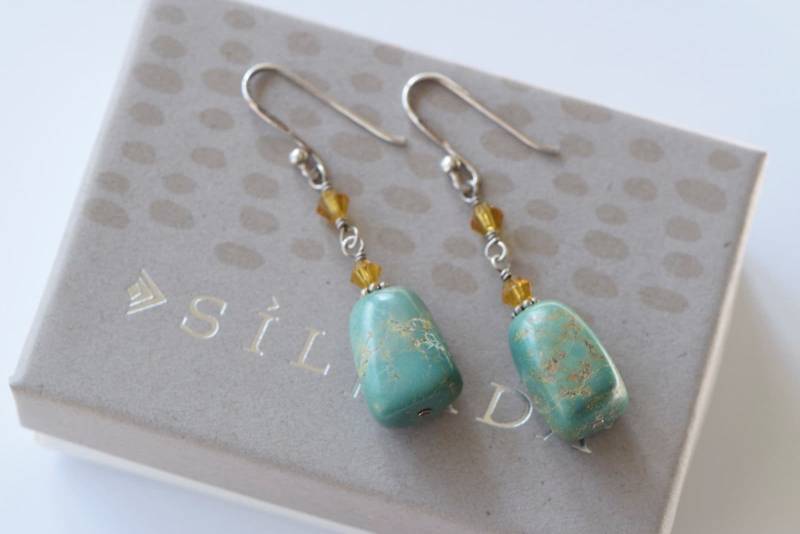 Silpada Sterling Silber Türkis Golden Gelb Glas Perle Ohrringe Silpada Sterling Silber Türkis Golden Gelb Glas Perle Ohrringe von SilverSistersSilpada