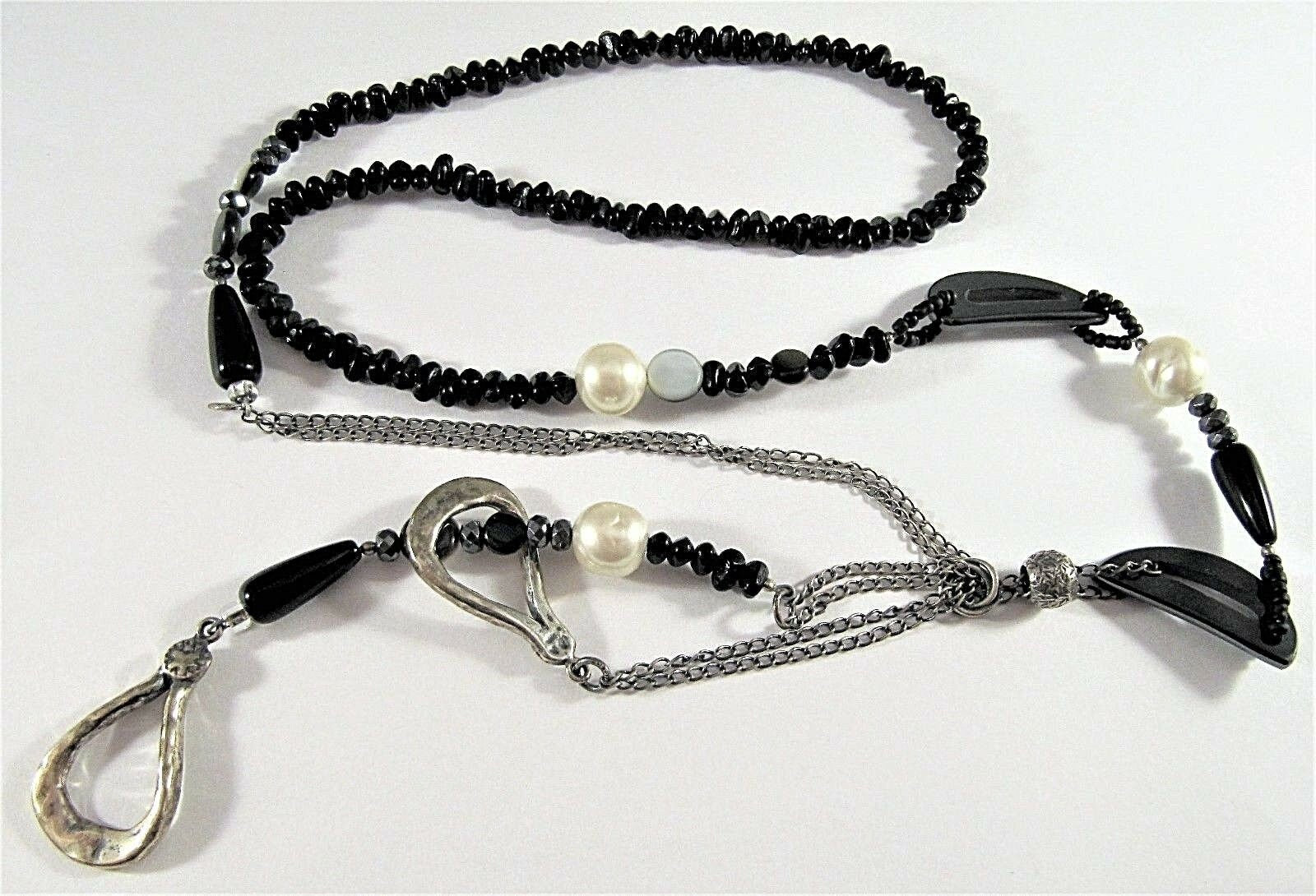 Silpada Sterling Silver Schwarz Onyx Perle Hämatit Führung Lariat Halskette Silpada Sterling Silver Schwarz Onyx Perle Hämatit Führung Lariat Halskette von SilverSistersSilpada