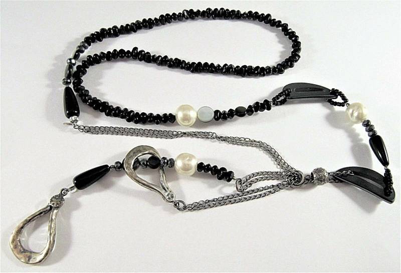 Silpada Sterling Silver Schwarz Onyx Perle Hämatit Führung Lariat Halskette Silpada Sterling Silver Schwarz Onyx Perle Hämatit Führung Lariat Halskette von SilverSistersSilpada