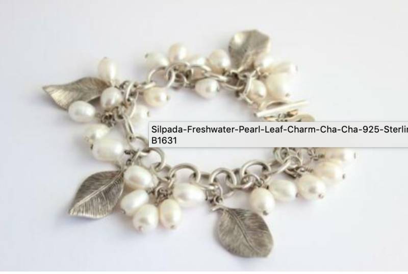 Silpada Süßwasserperle Blatt Anhänger Cha Sterling Silber Armband von SilverSistersSilpada