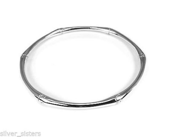 Handgemachter Bambus Armreif, Sterling Silber 925 4mm Rund Massiv Schwer von SilverSisterz