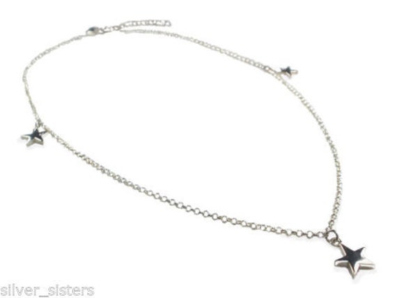 Sterling Silber 3 Sterne Neacklace, Auf Einer Kette von SilverSisterz