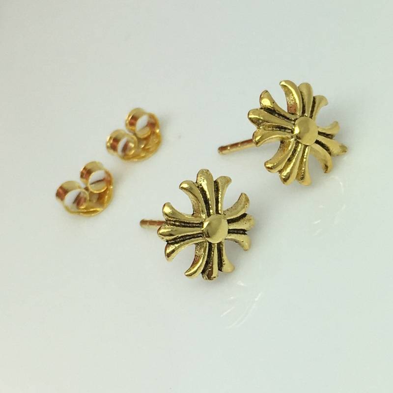 Sunburst Kreuz Ohrstecker, Herren Gold Vierarmige Gleicharmige 466C von SilverSkullEarrings