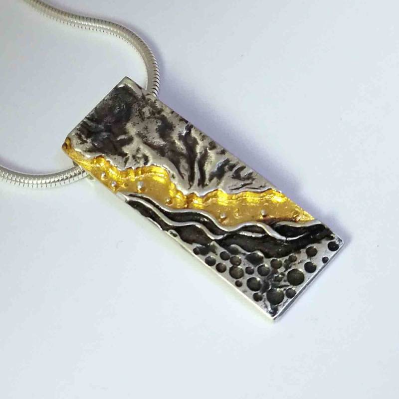 Silber & Gold Coastline Anhänger - Strand Landschaft Schmuck Silber & Gold Coastline Anhänger - Strand Landschaft Schmuck von SilverSpiralsShop